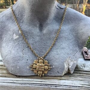 Monet vintage woven rope pendant cross design